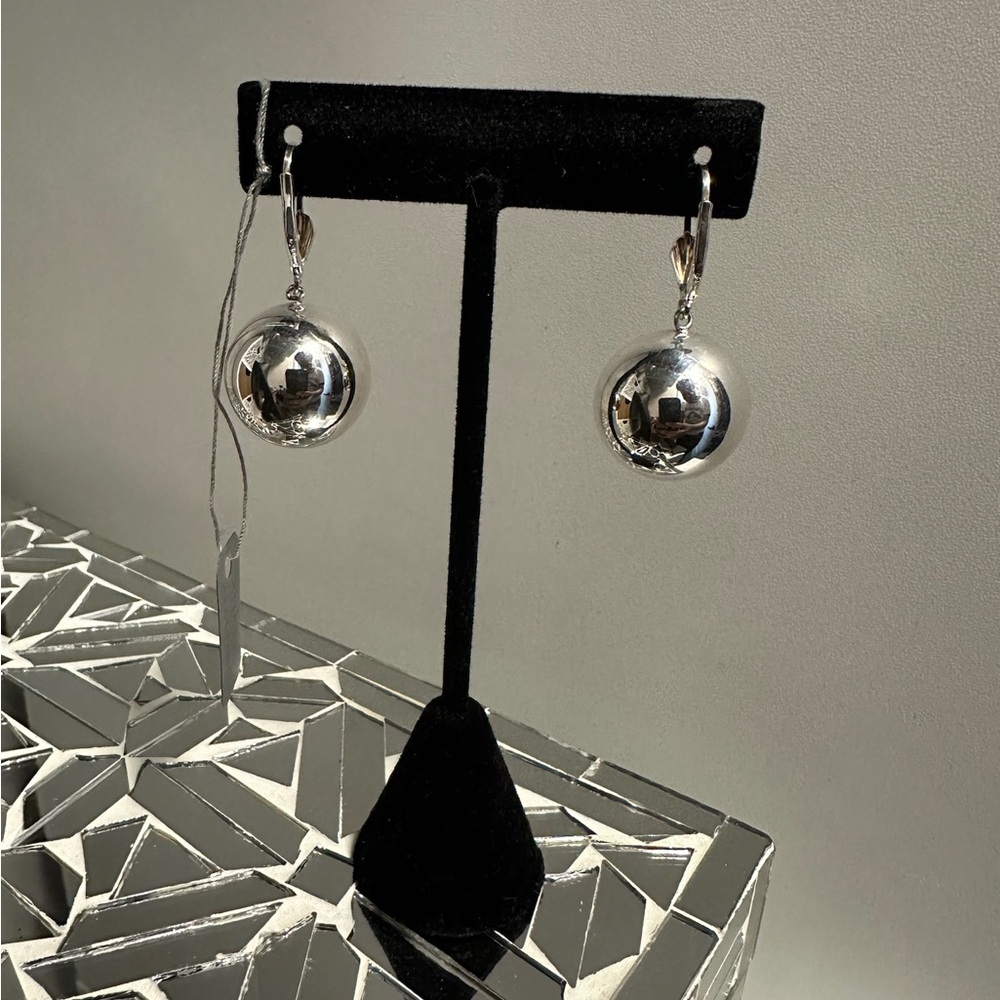 Large- 925 Sterling Silver Ball Drop Earrings